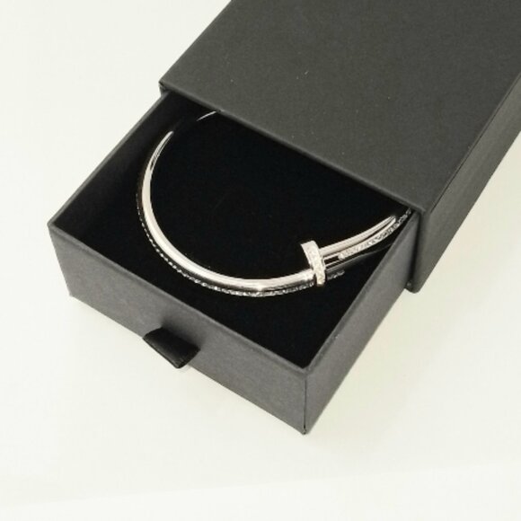 💎 Nail Bracelet with Cubic Zirconia 316L Steel 18K Gold Plated Trendy Jewelry - Picture 6 of 10